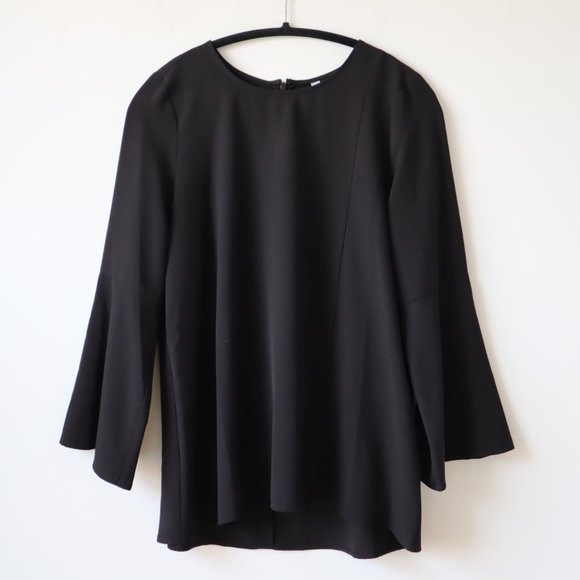Kensie Black Swing Blouse with Bell Sleeves, Size Small - Picture 3 of 12